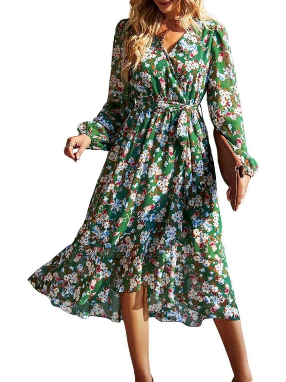 Boho Long Sleeve Maxi Dress for Women - Floral Fall Wedding Guest Dress